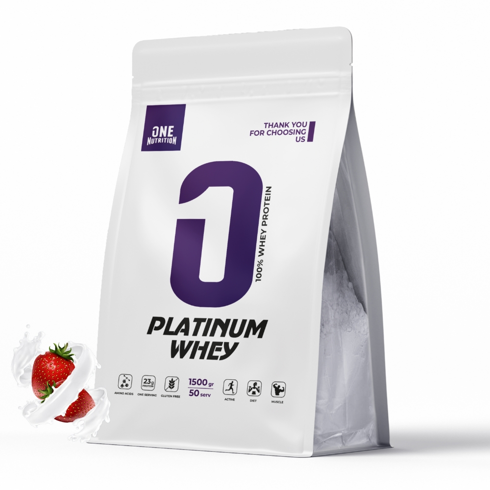 Протеин ONE NUTRITION Platinum Whey 1500 g Клубника